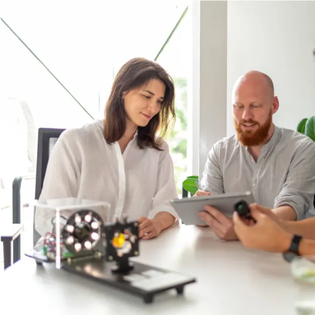 An employee on a tablet